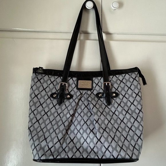 Diverso Italy shoulder grey patterned with black accents tote bag - Picture 1 of 7